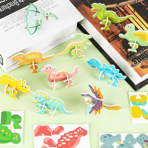 KIMOBER 25Pcs Educational 3D Cartoon Puzzle,3D Dinosaur Puzzle for Kids DIY Cartoon Dinosaur Animal Learning Jigsaw Toys for Kids - Image 6
