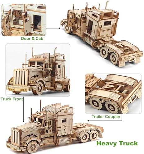Kaptein 3D Wooden Puzzles for Adults & Teens – DIY Truck Model Kit to Build – Brain Teaser Craft – Birthday Gifts & Desk Decor - Image 2