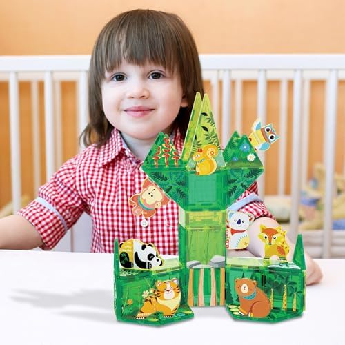 PicassoTiles Magnetic Tiles Forest Animal Characters, Tile Add-Ons, Age 3+ - Image 2