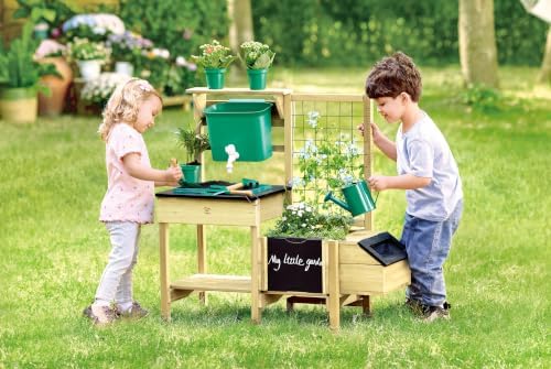 Hape Kids Wooden Potting Table and Gardening Station with Real Planting Tools, Built-in Chalkboard and Measurement Scale, STEM Nature Toy for Kids Ages 3+ - Image 2