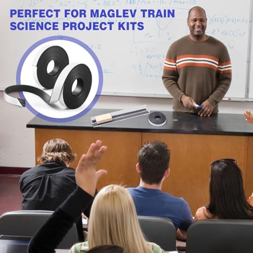 Sabary 2 Roll Monopolar Magnetic Tape 16 feet x 0.8" Wide x 0.12" Thick with Strong Adhesive Backing Anisotropic Flexible Magnetic Strip for Maglev Train Science Project - Image 6