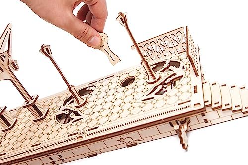 Railway Platform by Ugears: Self Propelled Modular Mechanical Model, 3D Wooden Puzzle for Self Assembly Without Glue, Brainteaser for Kids, Teens and Adults - Image 4