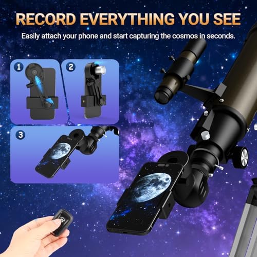 NACATIN Astronomy Telescope for Adults & Professionals, 90mm Aperture 1000mm with Dual Slow-Motion Rods - for Ultra-Smooth & Precise Tracking, Telescope for Adults high Powered for Moon & Planets - Image 5