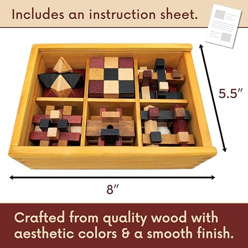 Wooden Brain Teaser Puzzles 6 Pack - 3D Brain Teasers for Adults & Kids - Educational and Fun Gift Ideas - Mind Puzzles - Image 3