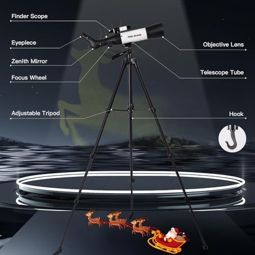 FREE SOLDIER Telescope 70mm Aperture 500mm Refractor Telescope for Adults High Powered - Professional Astronomical Refracting Telescope for Adults Beginners with Phone Adapter and Carry Bag White - Image 4