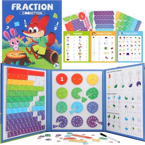 Magnetic Fraction Playbook, Magnetic Fraction Tiles Fraction Magnets for Elementary School Math Learning Toys for Kids Fraction manipulatives Magnetic Fraction Demonstration Book by Unknown