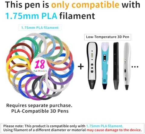 Kretrum 18 Colors 3D Pen Filament Refills Compatible with SCRIB3D MYNT3D PIKA3D 3D Pen for Kids Per Color 10Feet 1.75mm PLA 3D Printing Pen Filament Refills, NOT FIT 3Doodler Start Pen - Image 6