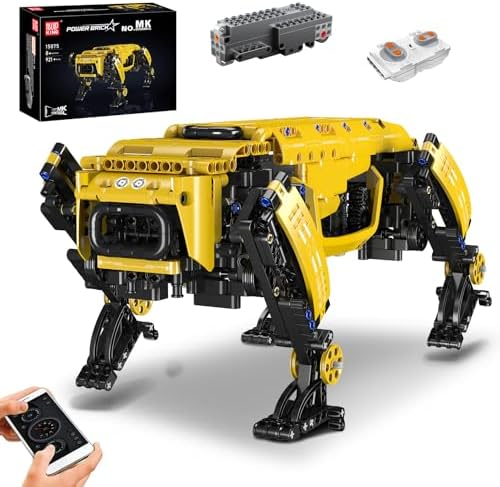 Mould King Robot Dog Building Kit, 936PCS Yellow APP RC Programmable STEM Toy, Robot Toys for Kids, Power Module & Educational Model by MouldKing