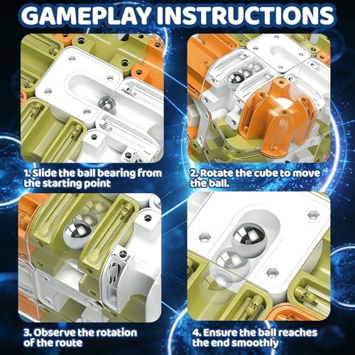 3D Rolling Ball Maze Cube, Marble Labyrinth Cube, 3D Labyrinth Puzzle Cube, Spatial Awareness Brain Training Educational Focus Game Gift for Adults Teens Kids (Orange & Green) - Image 5