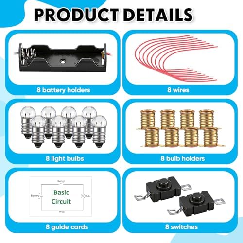 Fumete 24 Sets Electric Circuit Kit Basic Circuits Light Bulb Science - Image 3