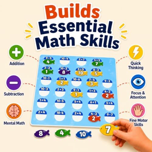 Pidoko Kids Purrfect Math | Math Games for Kids Ages 5+ | Addition and Subtraction Magnetic Fish Game - Image 6