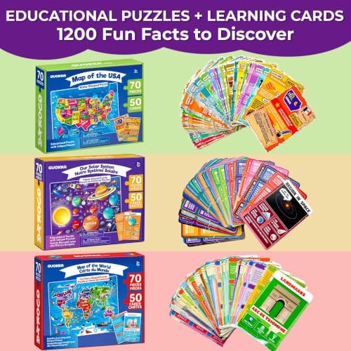 Educational Puzzles for Kids Ages 8-10 - 3 Jigsaw Kids Puzzles Ages 6-8 - Image 3