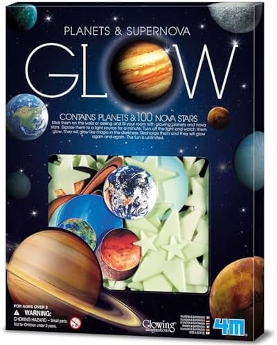 4M Glow Planets & Supernova - 100 Glow-in-The-Dark Wall & Ceiling Decals by 4M
