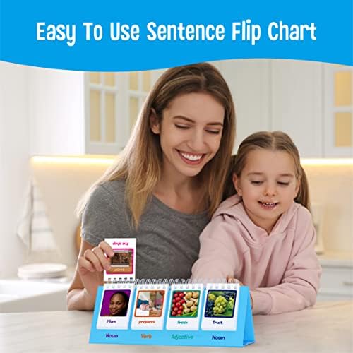 Sentence Flip Charts, 80 Double Sided Cards in Noun/Verb/Adjective/Preposition 40 New Sentence Building Freestanding Flip Chart Educational Learning Tool for School Supplies - Image 4