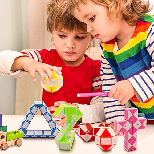 12 Pack 24 Blocks Mini Fidget Snake Cube Mini Twist Puzzle Cubes Magic Speed Cubes Toy for Kids Party Bag Fillers, Party Supplies - Image 5