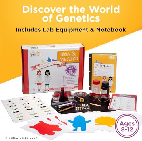 YELLOW SCOPE Genetics Science Kit - DNA & Traits Kit, Metal Lab Tools, Ages 8-12 - Hands-On STEM Science Experiment & Educational Toy - Genetics Lab Setup - Image 2