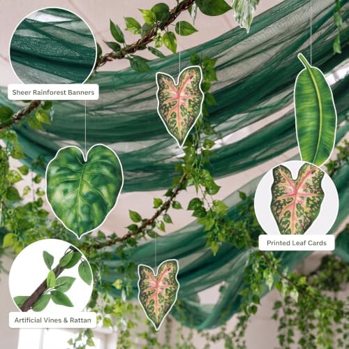 55 Pcs Jungle Safari Party Decor Rainforest Celling Faux Vine - Image 5