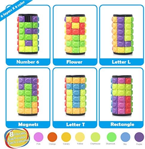 R.Y.TOYS Rotate and Slide Puzzle-Design Patent,Fidget Toys(Restore Order/Create Patterns) 8 Colors,6 Layers-Detach Piece for Quick Play,Brain Teaser,Sensory Toys,Birthday Gifts,Easter Basket Stuffers - Image 2
