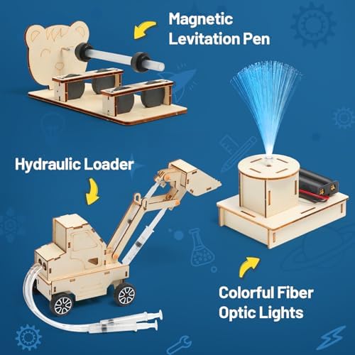 ADUSRIZ 6 in 1 STEM Kits for Kids, Wood Craft Kit for Boys Age 8-12, Science 3D Puzzles Projects, Wooden Building Kids Activity Packs Toys Gifts for 5 6 7 8 9 10 11 12 Year Old Boys Craft Kits - Image 3