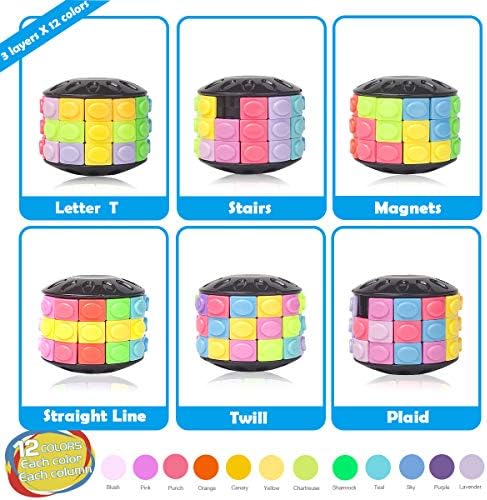 R.Y.TOYS Rotate and Slide Puzzle-Design Patent,Fidget Toys(Restore Order/Create Patterns) 12 Colors,3 Layers-Open Cover for Quick Play,Brain Teaser,Sensory Toys,Birthday Gifts,Easter Basket Stuffers - Image 2