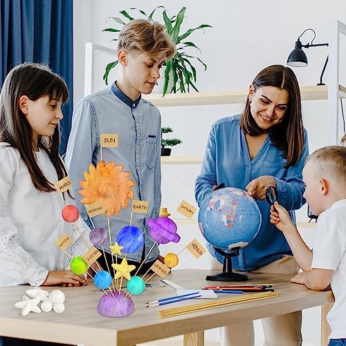 100 Pieces Solar System Model Foam Ball Kit Includes Mixed Sized Polystyrene Balls Toothpick Flag Bamboo Sticks Painting Brushes for School Science Project DIY Planet Handcraft - Image 7