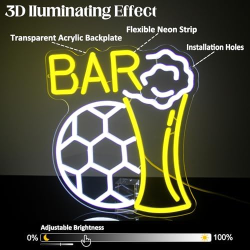 Soccer Beer LED Neon Sign for Man Cave Decor Bar Light Sports Fans Gifts - Image 5