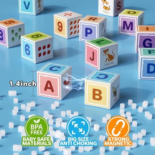 Magnetic Blocks for Kids Ages 3+, 3D Alphabet & STEM Building Cubes - Image 5