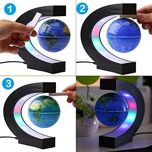 Magnetic Levitation Floating Globe World Map with C Shape Base (Blue 3" Globe) - Image 2