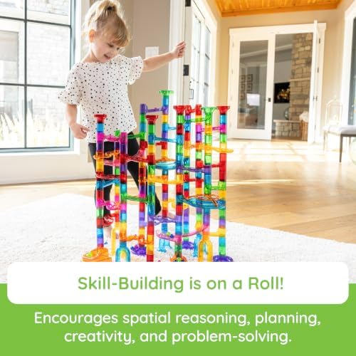 Fat Brain Toys Marble Run 200 Piece Set, Open-Ended Construction Set with Glow-in-the-Dark Marbles for Kids Ages 3+ - Image 6