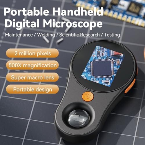 500X Handheld Digital Microscope Portable Magnifying Glass with 2.0 Inch Screen and 8 LED Lights for Kids and Adults 500X Handheld Digital Microscope Portable Magnifying Glass (Black) - Image 3