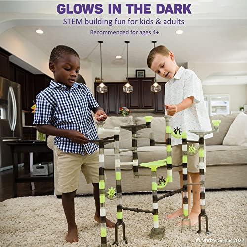 Marble Genius Marble Run Starter Set STEM Toy for Kids Ages 4-12 - 130 Complete Pieces (80 Translucent Marbulous Pieces and 50 Glass Marbles), Construction Building Block Toys, Theme (Space) - Image 4