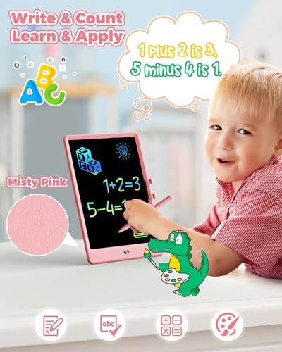 KOKODI 10 Inch LCD Writing Tablet with Anti-Lost Stylus, Erasable Doodle Board Colorful Toddler Drawing Pad, Car Travel School Games Toys for 3 4 5 6 7 8 Kids, Birthday Gift for Girls Boys Pink - Image 3