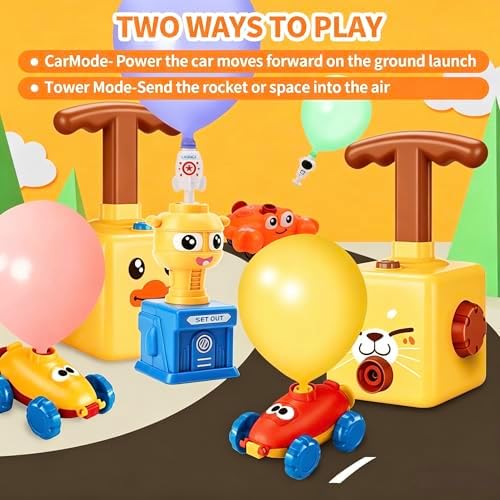 Balloon launcher Toy Set, Balloon Powered Cars, Balloon Car Toy with Pump, Creative Inflatable Balloon Pump Racing Car, Scientific Experiment Intelligence Education Preschool Children's toys(Cat) - Image 3