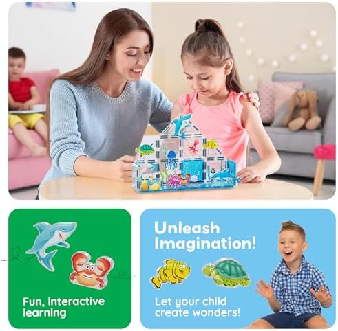 PicassoTiles Magnet Tile Building Blocks 8 Marine Animal Action Figures Compatible Magnetic Accessory Playset Tiles Kids Toys STEM Educational Learning Preschool Toddler Girls Boys Age 3+ PTA25 - Image 5