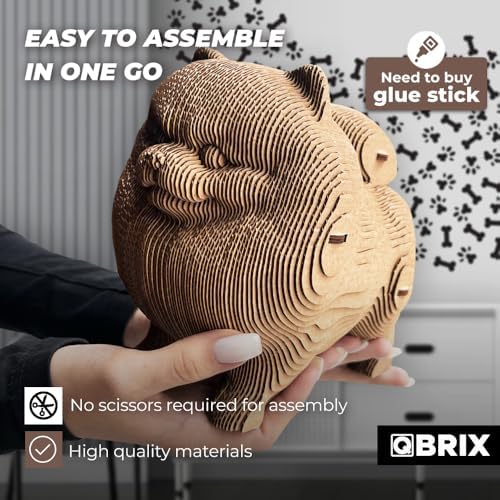 QBRIX Pomeranian 3D Puzzles for Adults, 3D Puzzles for Adults, 3D Model Kit for Teens, DIY Crafts for Home Decor, Original Gift for Boys&Girls 14+, Cardboard Model Building Kit - Image 3