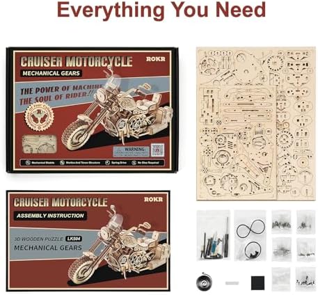 ROKR 3D Wooden Puzzles for Adults 1:8 Scale Motorcycle Model Car Kits to Build - DIY Wood Craft Hobbies for Adults/Men/Women Cool Gifts Home Decor - Image 6