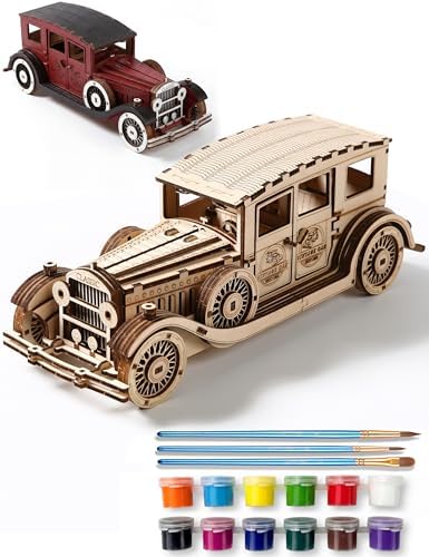 BOOZUU Paintable 3D Wooden Vintage Car Puzzle for Adults by BOOZUU