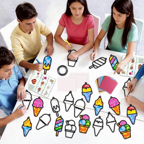 Qyeahkj 36Set Ice Cream Suncatchers Crafts Kit for Kids - Image 6