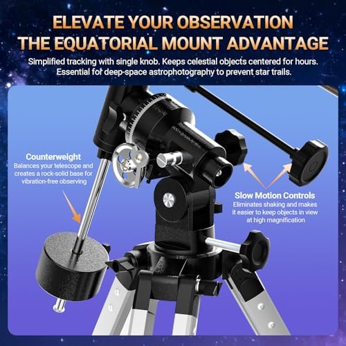 NACATIN Astronomy Telescope for Adults & Professionals, 90mm Aperture 1000mm with Dual Slow-Motion Rods - for Ultra-Smooth & Precise Tracking, Telescope for Adults high Powered for Moon & Planets - Image 2
