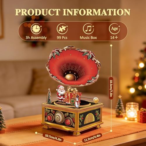 3D Wooden Puzzle Music Box for Adults-Christmas Phonograph Puzzle - Image 3
