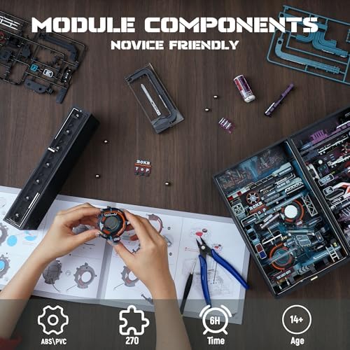 ROKR 2 in 1 Marble Run kit, 3D Plastic Puzzles for Adults, The Last City and The Future City Two Metal Models DIY Miniature Building Toy Kits, Gift for Women Men (Parallel World MRX01) - Image 6