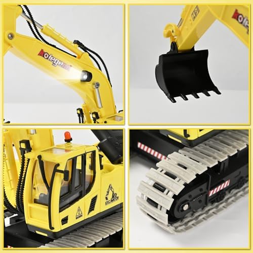 kolegend Remote Control Excavator Toy 16 Inch, 11 Channel RC Construction Vehicles Hydraulic Haulers Digger Toys Gift for 6+ Years Old Kids Boys - Image 7