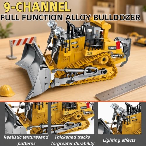 2.4GHz Remote Control Construction Vehicles Set, RC Excavator Dump Truck Loader Bulldozer with Lights and Sound Effects - Image 4