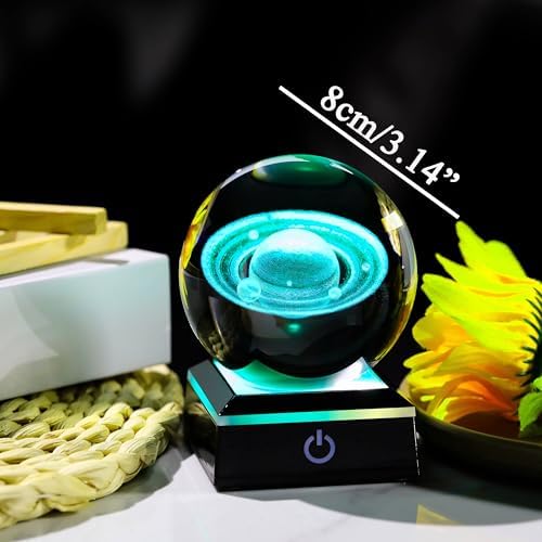 3d Saturn Crystal Ball Solar System Model Astronomy Science Planet Gifts - Image 5