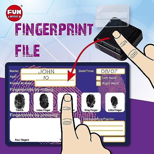 Detective Fingerprint Kit for Kids Ages 8-12, FunKidz Spy Gear Pretend Play STEM Science Kit Project with Crime Scene Investigations Educational Class Tools for Boys Girls - Image 4