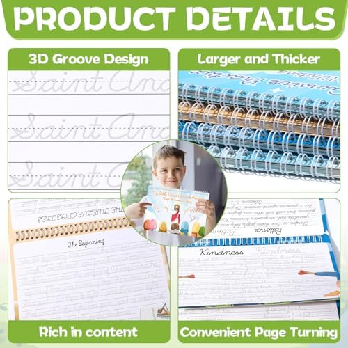 gisgfim Bible Magic Grooved Writing Practice Books for Kids Reusable Grooved Handwriting Workbooks for Kids Ages 3-8 Tracing Bible Magic Copybooks for Christian Sunday School Gifts Prizes（Cursive） - Image 3