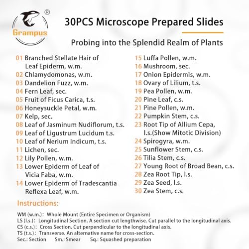 30 Prepared Microscope Slides with Specimens for Kids Students - Plants, for Biological Science Lab, Children's Science Education, Homeschooling Use - Image 5