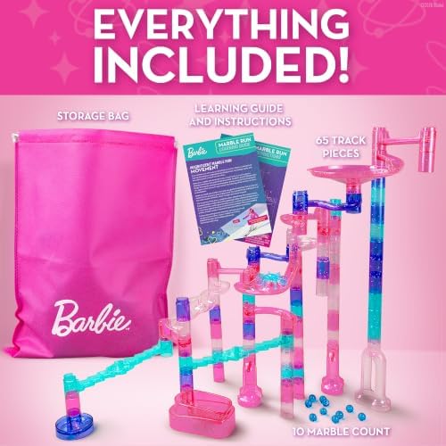 Barbie Sparkle Marble Run Building Set with 10 Marbles for Kids Ages 6+ - Image 5