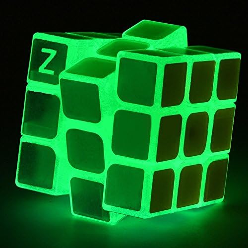 3x3 Fluorescent Speed Cube Glow in Dark Magic Speed Cube 3-D Brain Teasers IQ Puzzles for Kids and Adults (Green Fluorescent) by SHUYUE