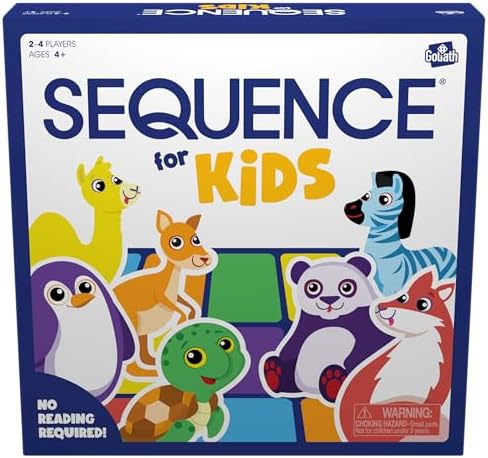 Jax SEQUENCE for Kids -- The 'No Reading Required' Strategy Game by Jax and Goliath, Multi Color, 11 inches (2-4 players) (Packaging May Vary) by Jax